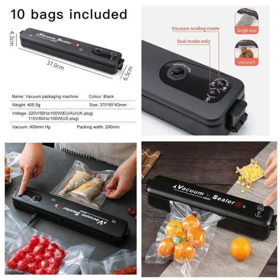 Automatic Electric Vacuum Sealer Machine (Includes 10 Vacuum Bags)